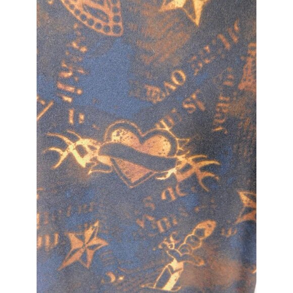 No Boundaries Leggings Womens Small Medium Black Orange Tattoo Print Butterfly - Picture 5 of 12